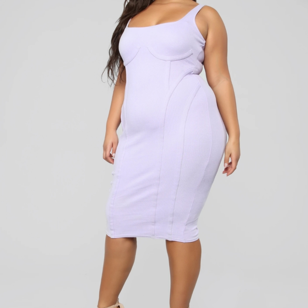 Strut It Ribbed Midi Dress - Lavender